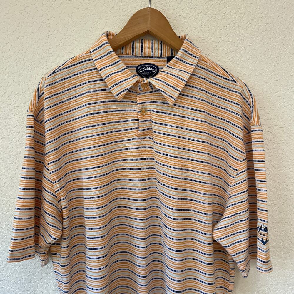Calloway Golf Polo Shirt Size Large Yellow and Blue Stripe
